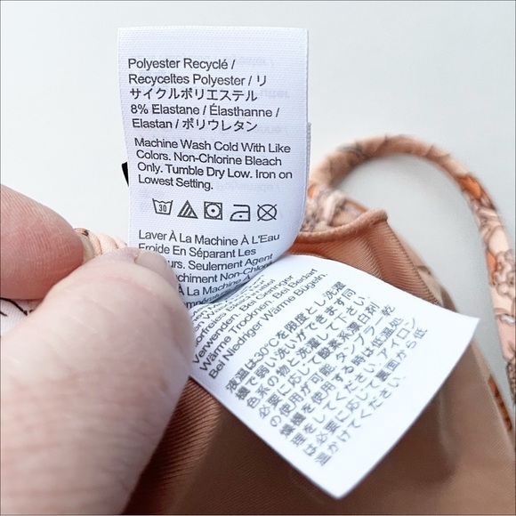 J. Crew Ruched Halter Bikini XL Top M Bottom Zinnia‎ Floral peach orange strappy - Picture 6 of 12